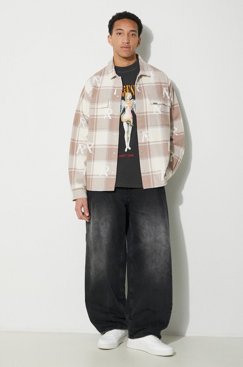 【JEMUT】25SS★ Pale Overfit Check Shirt Represent shirt All Over Initial Flannel Shirt PRM EU