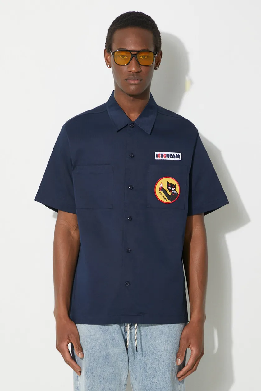navy ICECREAM shirt Waitress Camp Collar Shirt Men’s