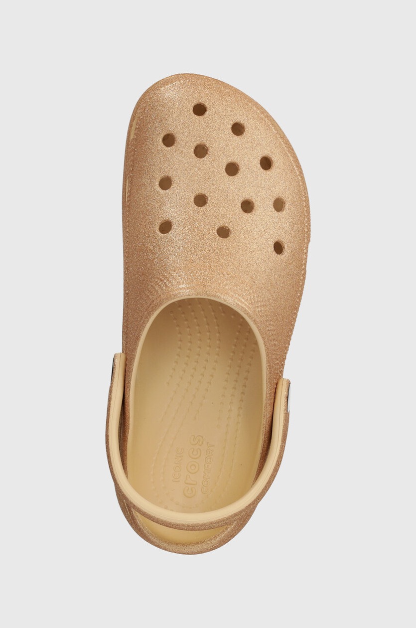 よーへー Klapki Crocs Classic Platform Glitter Clog W 207241 Écru