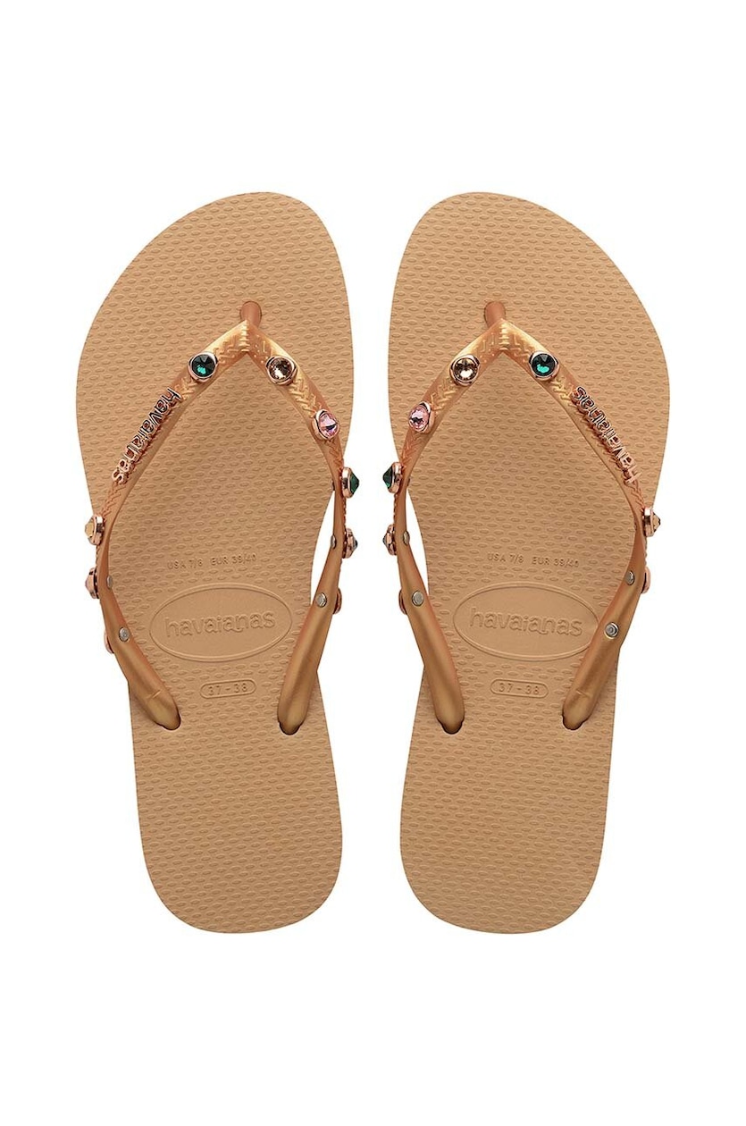 Havaianas japonki SLIM LUXURY damskie kolor złoty na płaskim