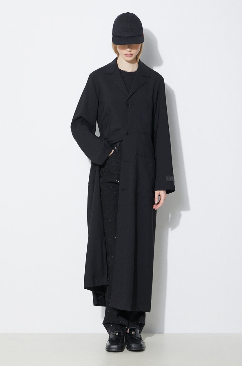 MM6 Maison Margiela wool coat black color S62AA0081 at PRM US