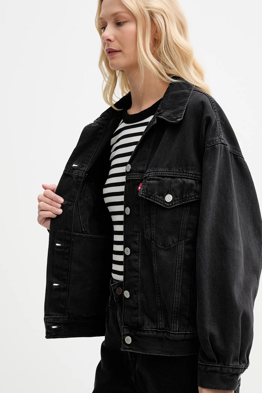 Levi's kurtka jeansowa damska kolor czarny przejściowa