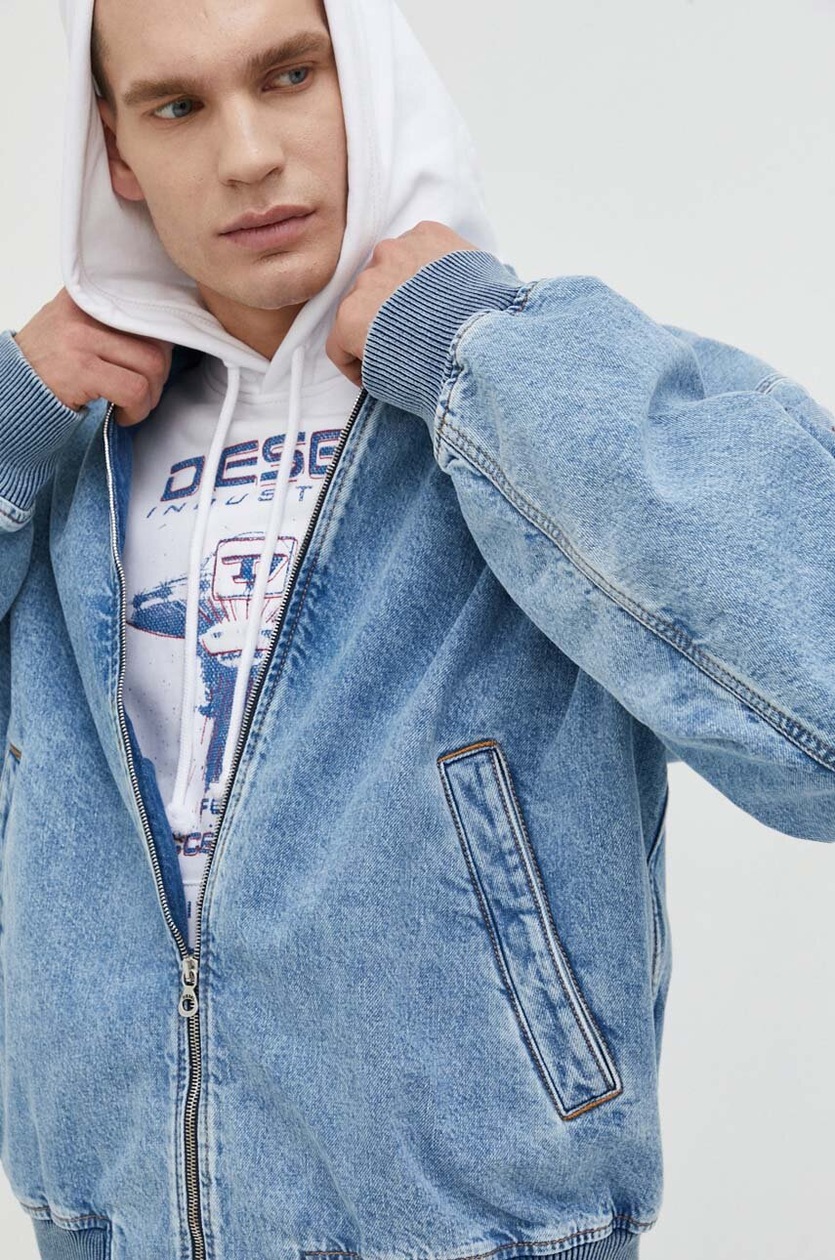 Diesel kurtka bomber D-VINZ męski kolor niebieski
