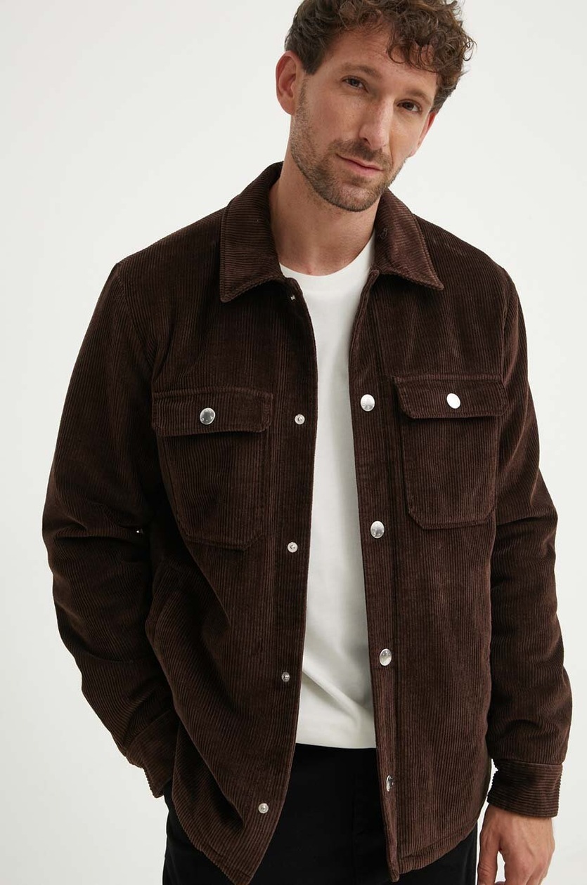 A.P.C. kurtka sztruksowa Blouson Alex kolor brązowy