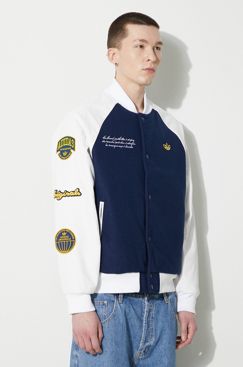 adidas Originals bomber jacket men's navy blue color at PRM US adidas Originals bomber jacket men's navy blue color at PRM US