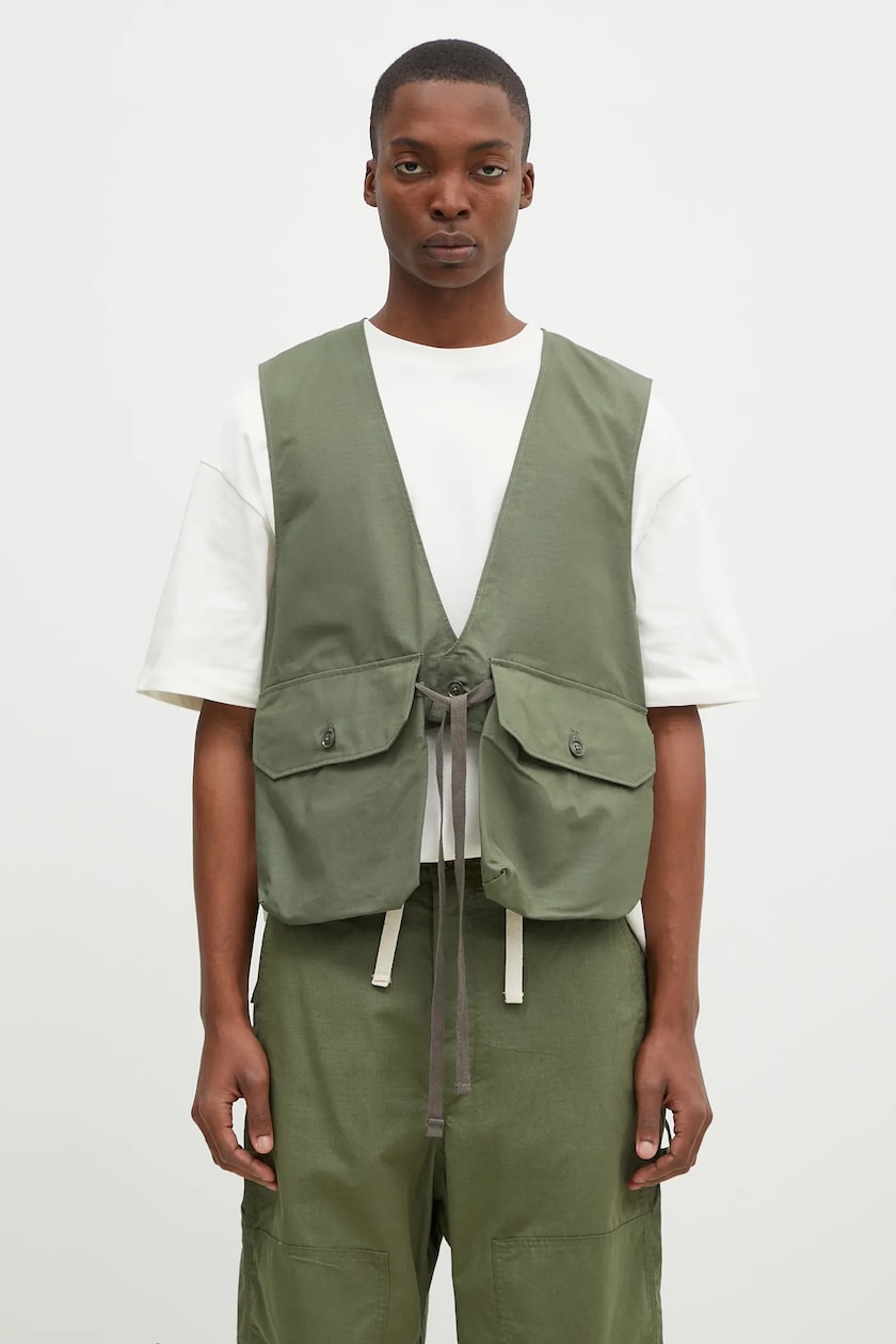 Engineered Garments vest Fowl Vest men's green color OR120.CT010 Engineered Garments vest Fowl Vest men's green color OR120.CT010