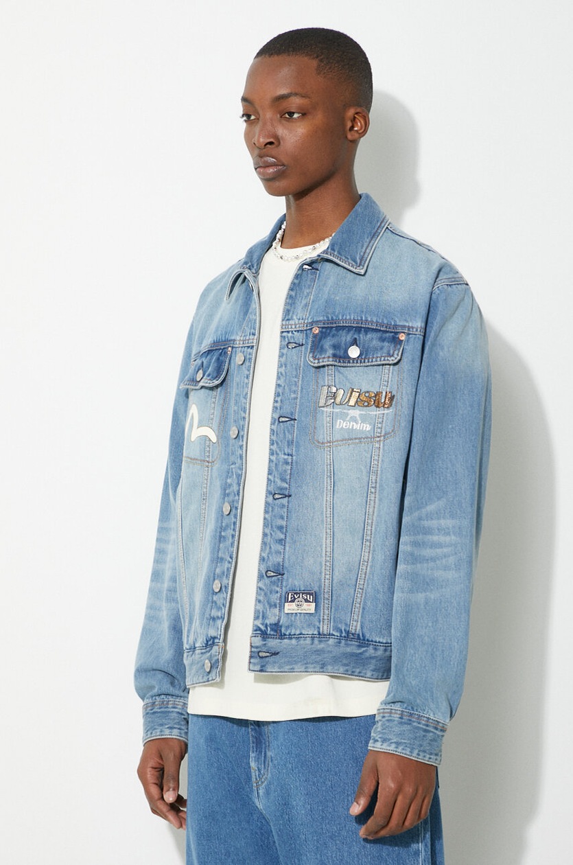 Evisu denim jacket Hanafuda Daruma Daicock men's blue color Evisu denim jacket Hanafuda Daruma Daicock men's blue color