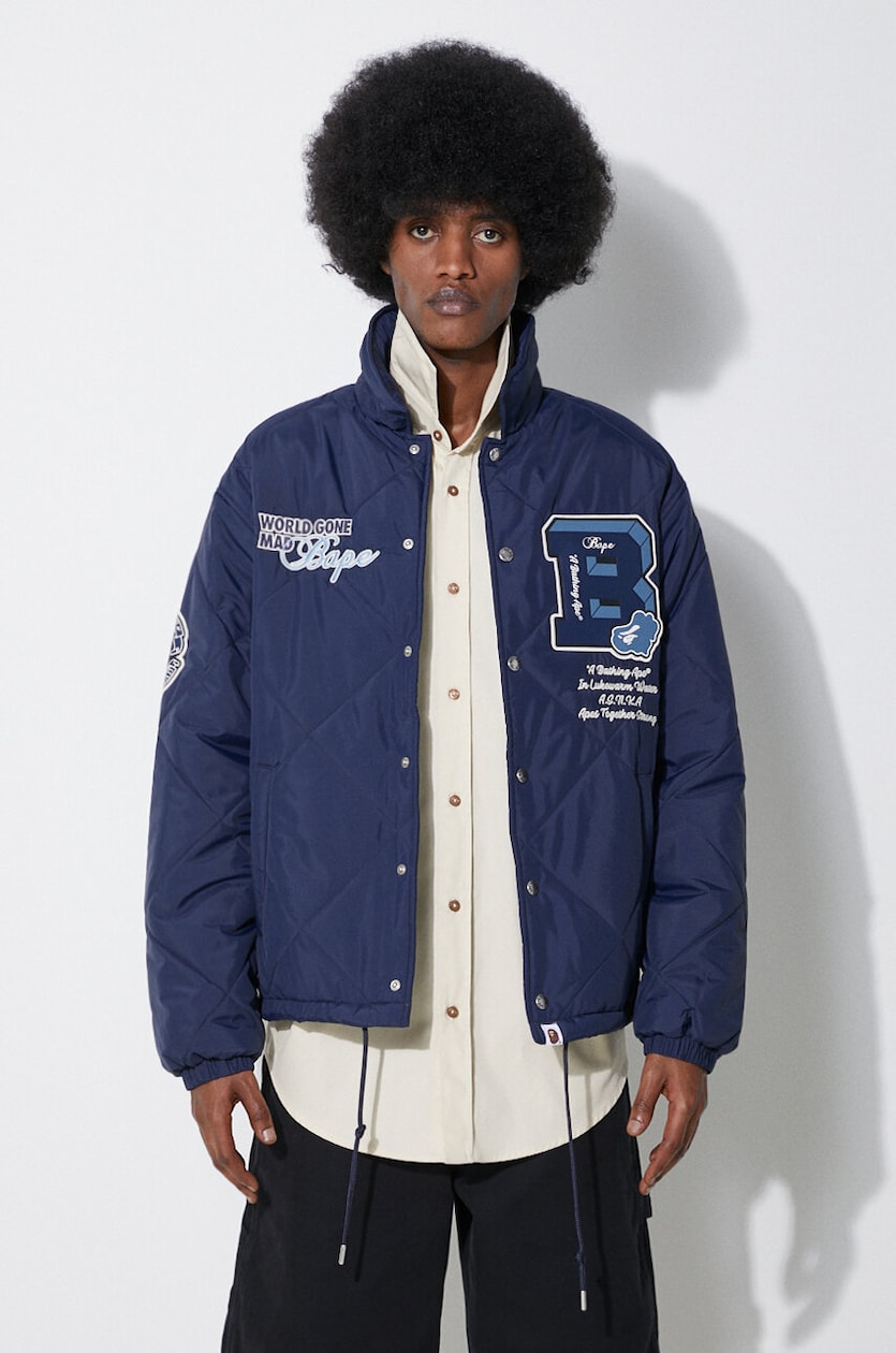 A Bathing Ape jacket Bape Patch Coach Jacket men's navy blue A Bathing Ape jacket Bape Patch Coach Jacket men's navy blue