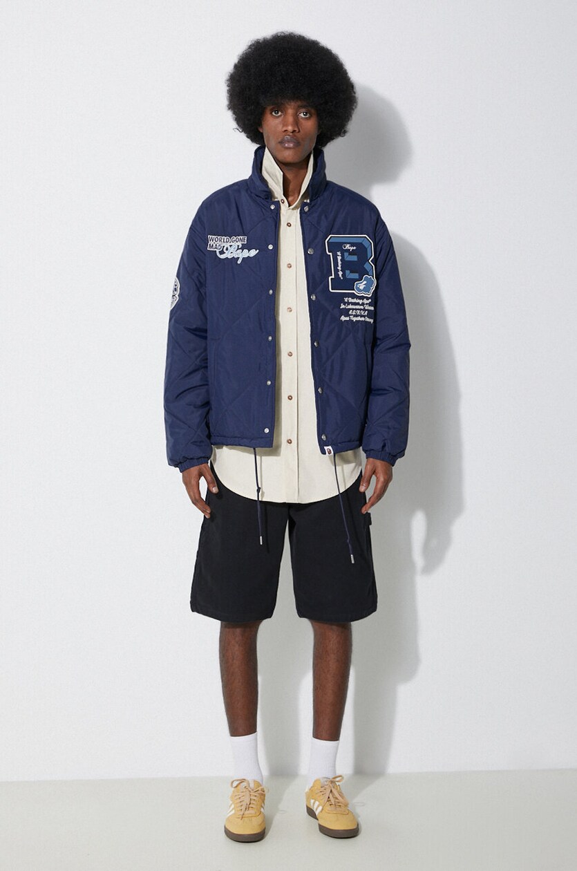 A Bathing Ape jacket Bape Patch Coach Jacket men's navy blue A Bathing Ape jacket Bape Patch Coach Jacket men's navy blue