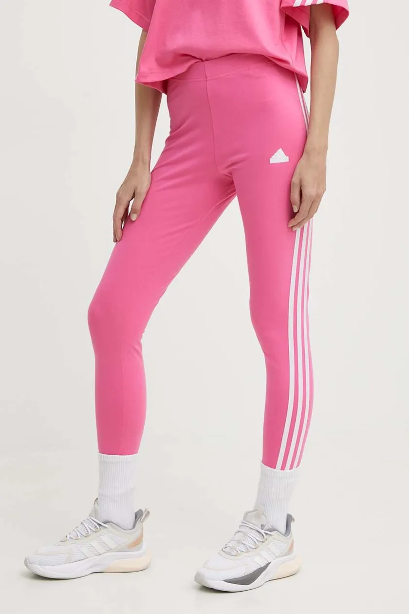 adidas legginsy damskie kolor ro owy z aplikacj IS3623 Answear