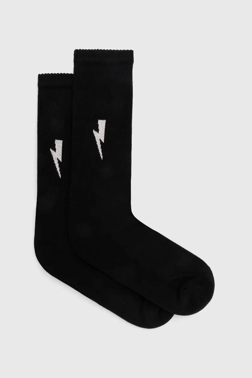 Neil Barrett sosete Bolt Cotton Skate Socks barbati, culoarea negru, MY77116A-Y9400-524N