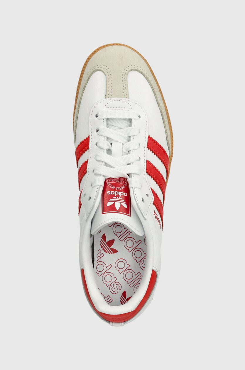 Adidas samba best sale white red stripes
