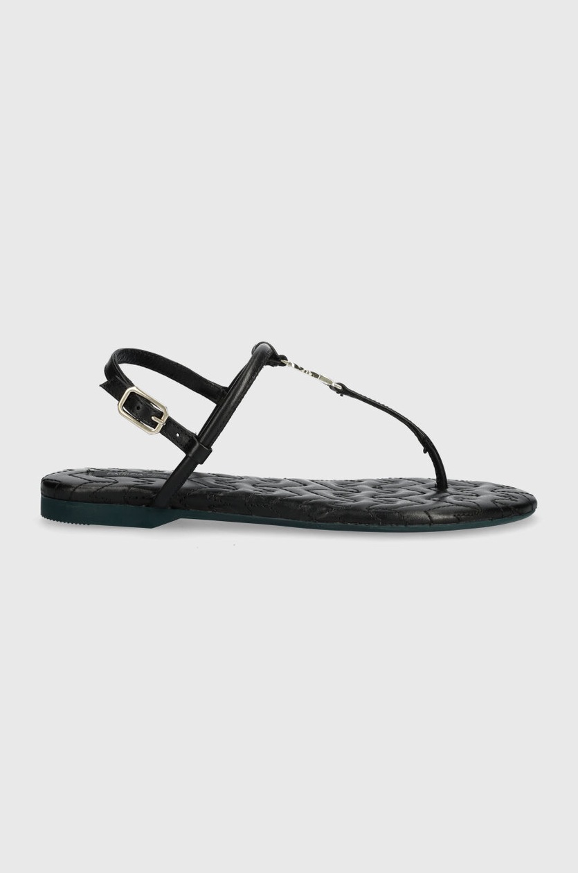 London Rebel - Sandali infradito neri con fibbia