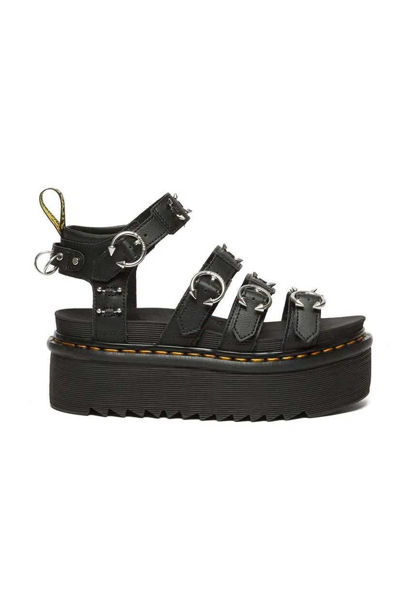 black Dr. Martens leather sandals Blaire Quad Hardware Women’s