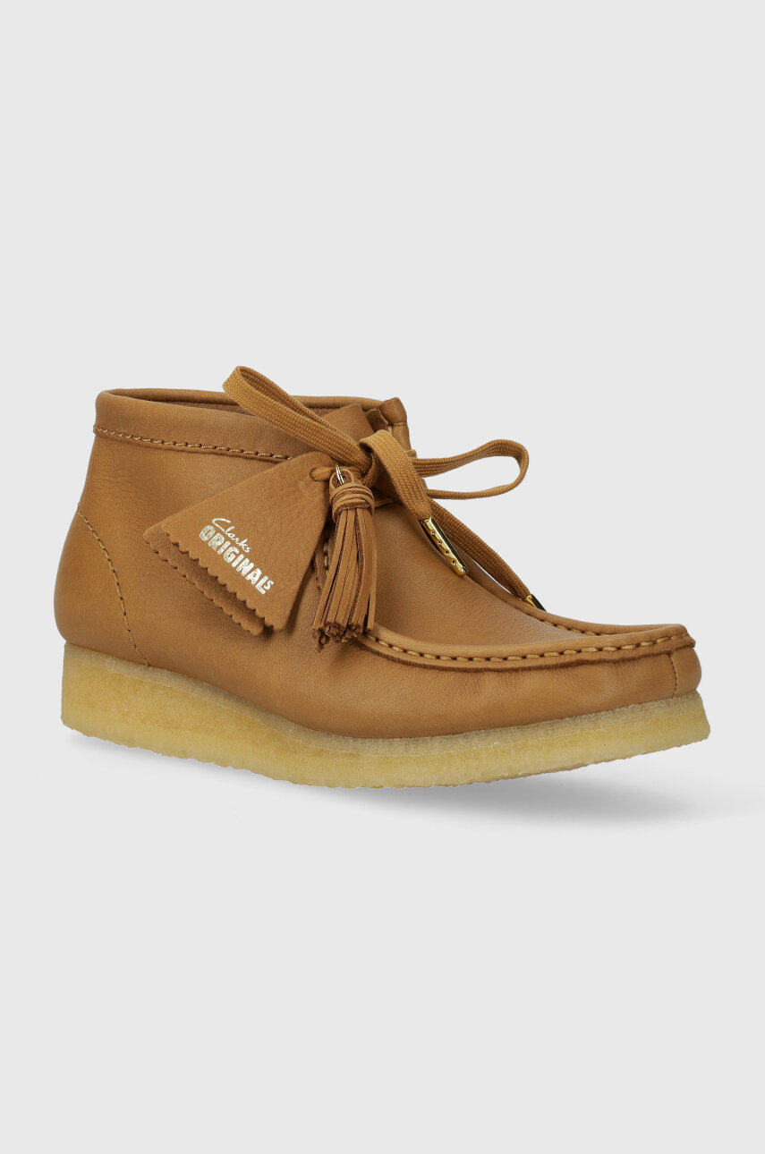 hnědá Kožené polobotky Clarks Originals Wallabee Boot Dámský