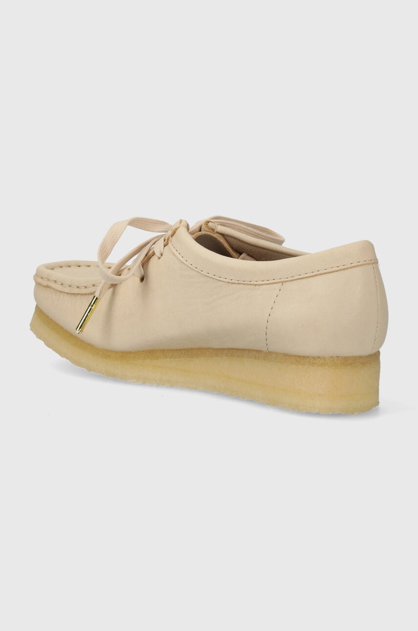 Clarks Originals leather shoes Wallabee women's beige color