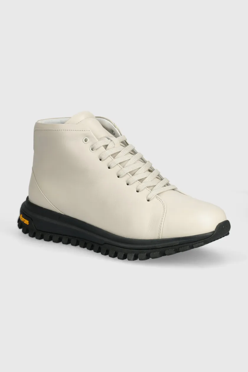 VOR leather sneakers 5A men's beige color 7B.Sandbaige