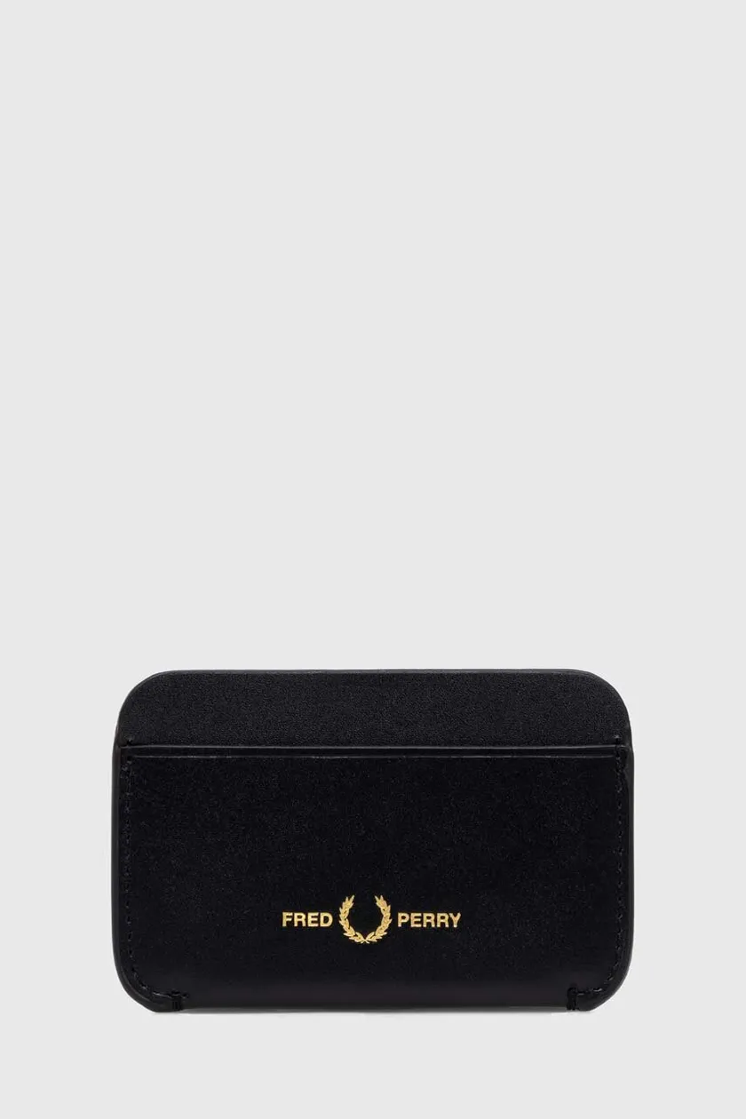 black Fred Perry leather card holder Burnished Leather Cardholder Men’s