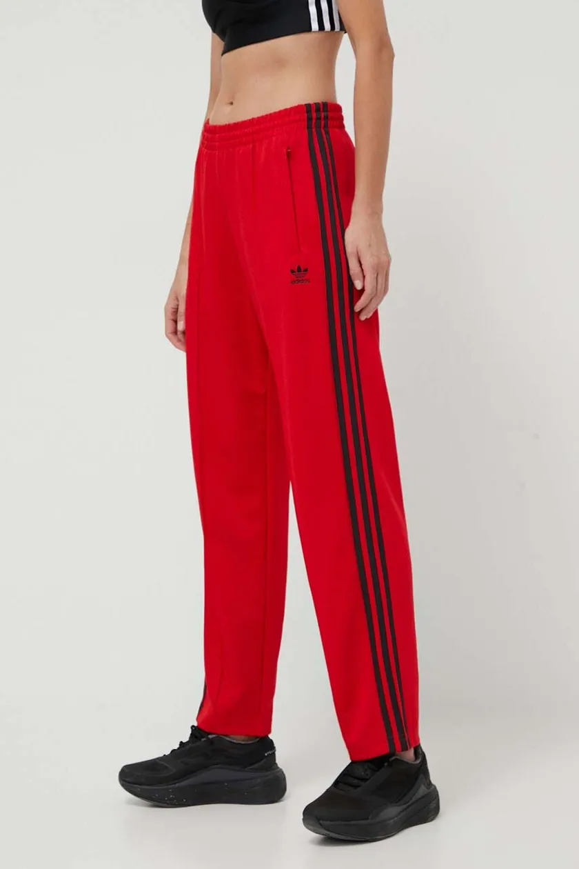 Adidas sweatpants red on sale stripes