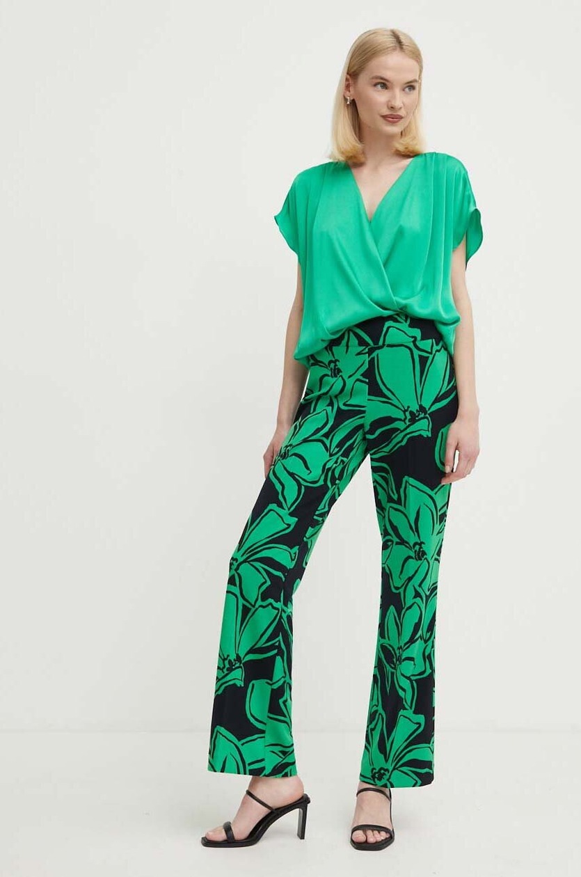 Joseph Ribkoff spodnie damskie kolor zielony proste medium waist