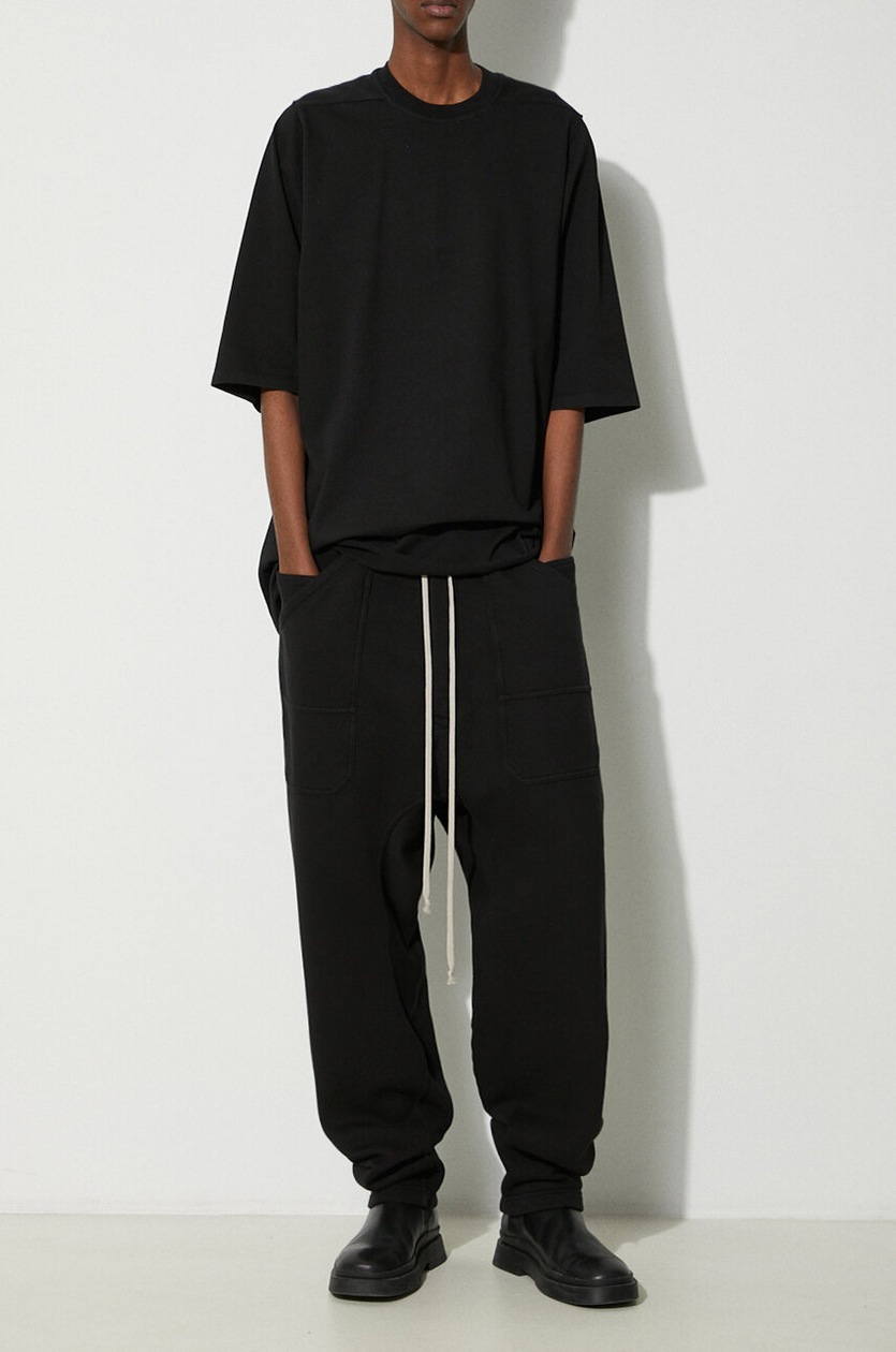 RICK OWENS★Joggers in black double brushed jersey Rick Owens zip-detail Drawstring Jersey Joggers | Black