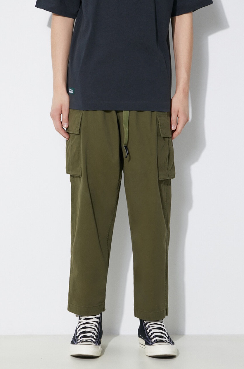 NEIGHBORHOOD cotton trousers Wide Cargo Pants green color