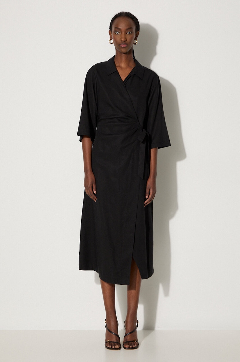Samsoe Samsoe linen blend dress black color at PRM US Samsoe Samsoe linen blend dress black color at PRM US