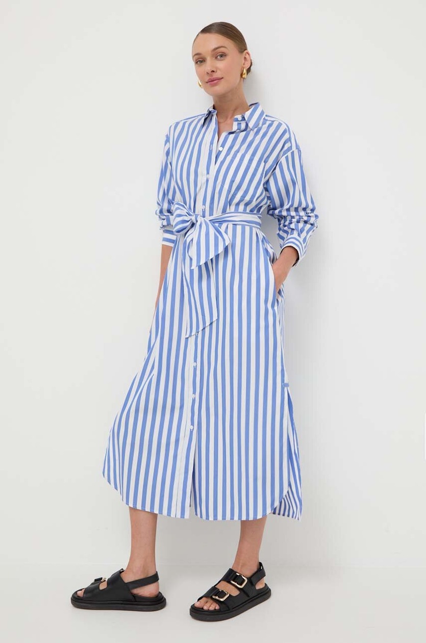 人気【Weekend MAXMARA】Abito in bull di cotone Abito in cotone Vichy con ricamo, blu | Weekend Max Mara