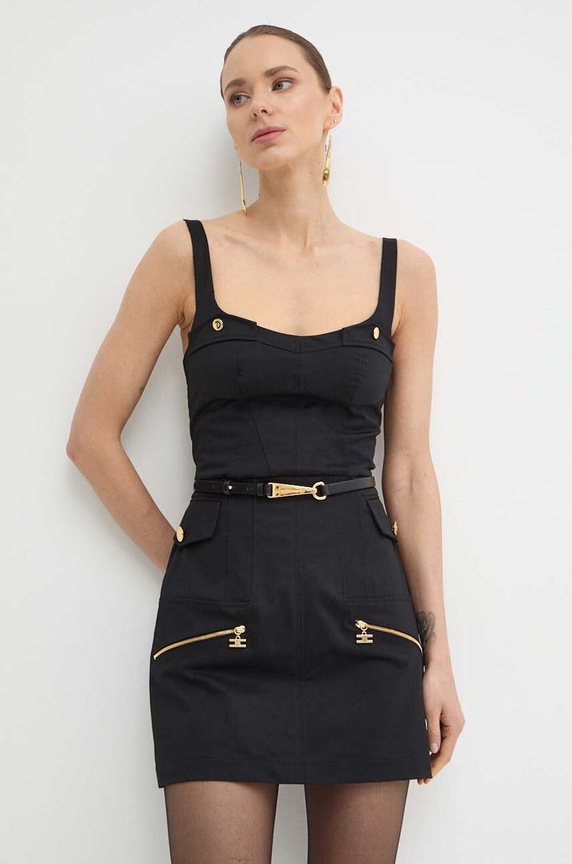 ELISABETTA FRANCHI ブラックロングコート ELISABETTA FRANCHI(エリザベッタ フランキ) コート(レディース