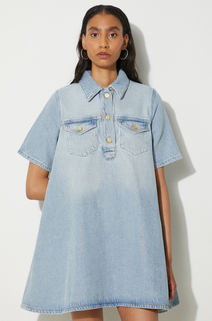 GANNI sukienka jeansowa Heavy Denim Mini Dress kolor niebieski mini prosta J1503 w PRM GANNI sukienka jeansowa Heavy Denim Mini Dress kolor niebieski mini prosta J1503 w PRM