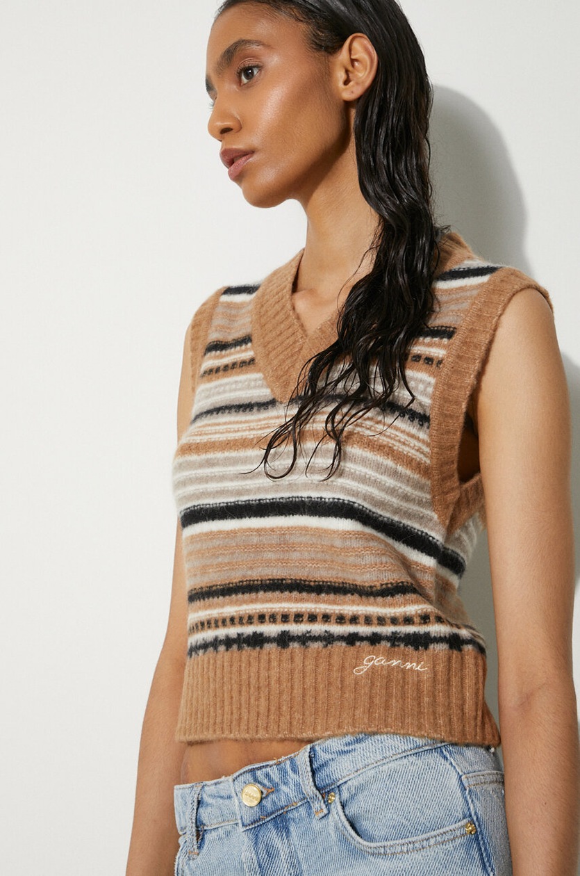 GANNI wool gilet Soft Wool Stripe Vest PRM EU