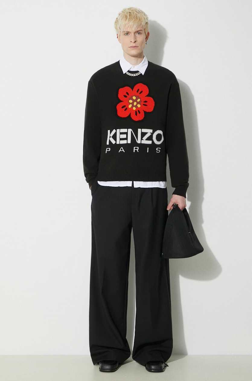 Kenzo wool jumper Boke Flower Jumper men's black color