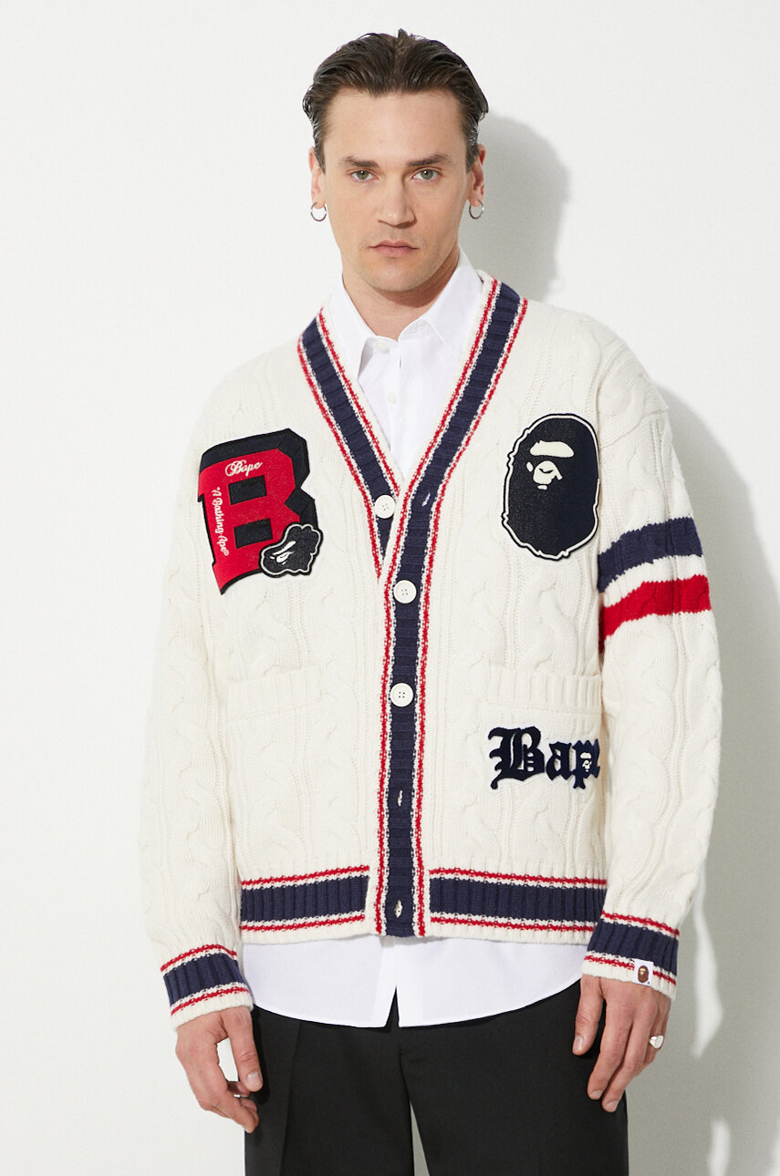 College Print Patchwork Cardigan Collar Outerwear College Print Patchwork Cardigan Collar Outerwear
