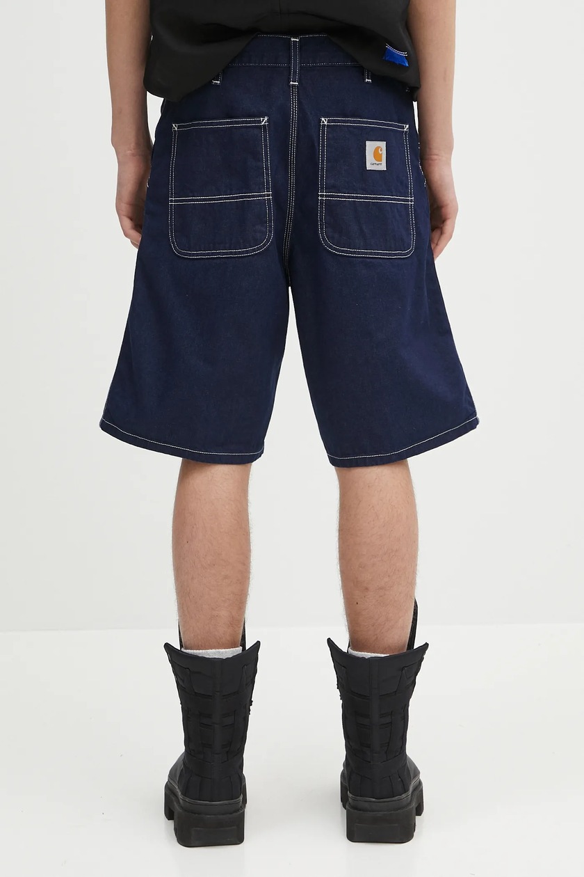 Carhartt WIP cotton denim shorts Simple Short navy blue