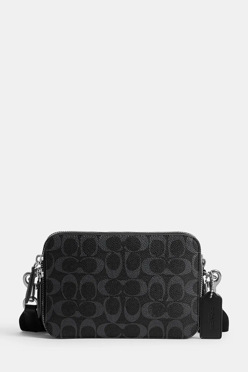 バッグ Coach Black Signature Soft Clip Pouch Coach saszetka skórzana kolor czarny | Answear.com