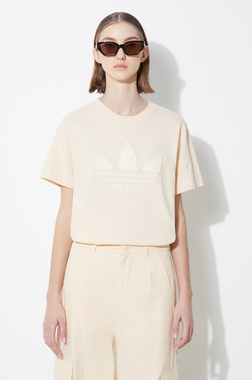 adidas Originals cotton t shirt women s beige color IS3868 at PRM US