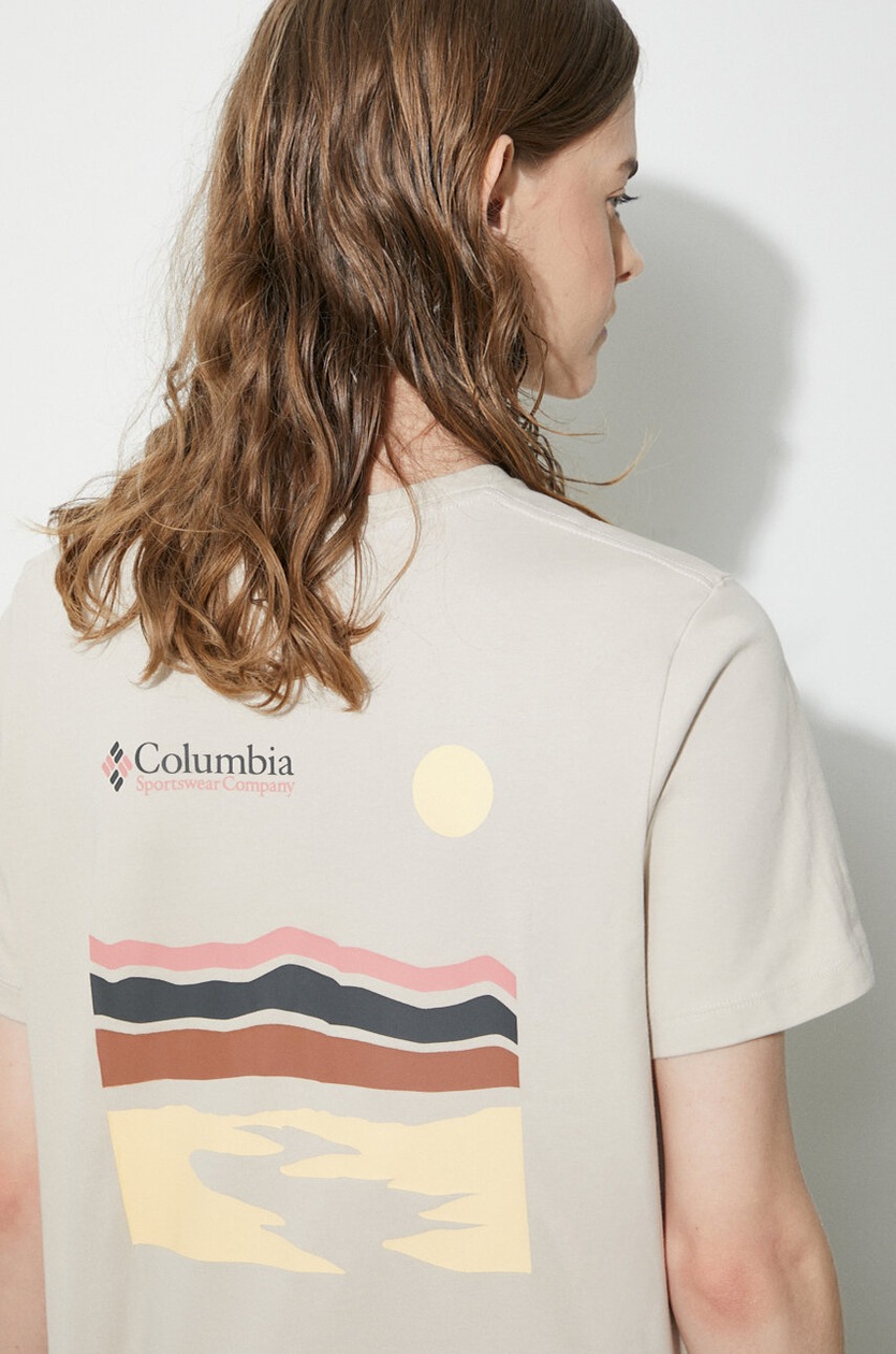 Columbia cotton t-shirt Boundless Beauty women's beige color