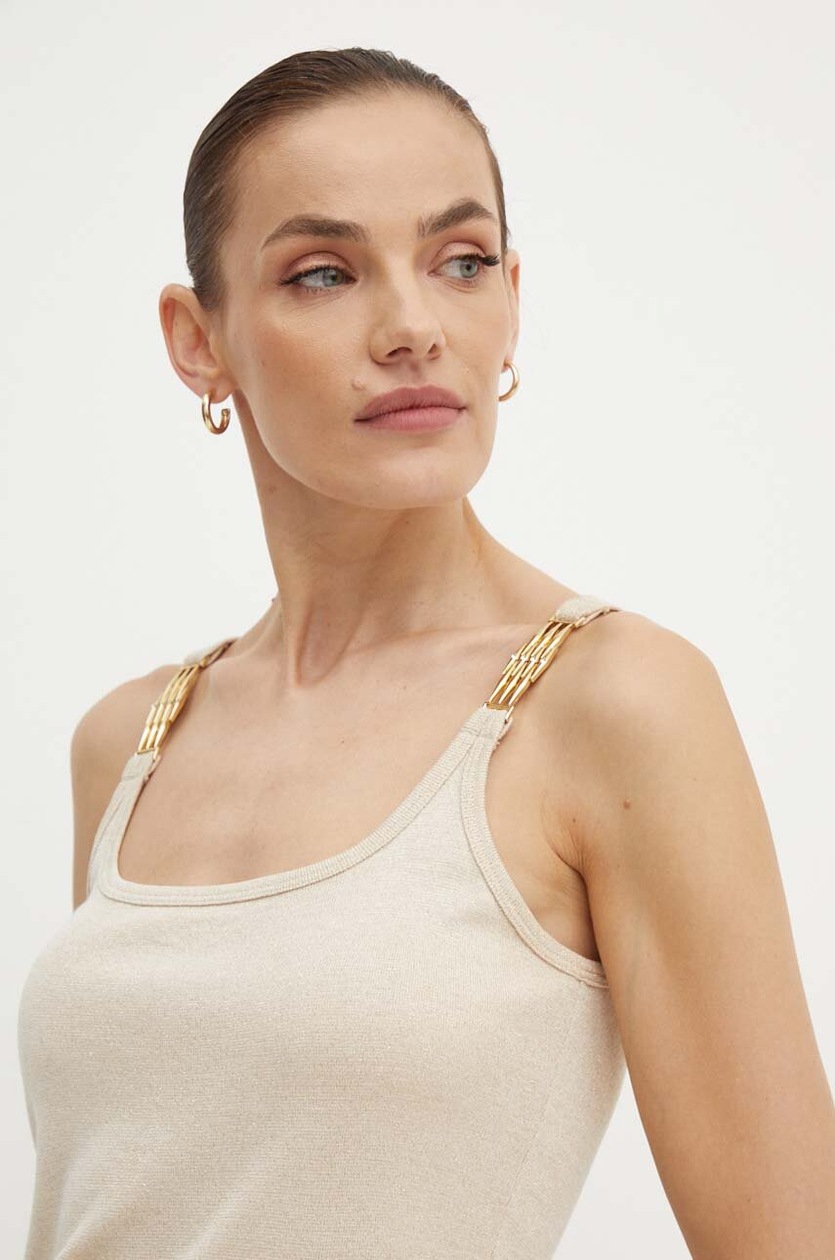 Morgan Canottiera Donna Con Spalline Gioiello - Top Nero Sottile - Taglia S - Elegante E Minimal