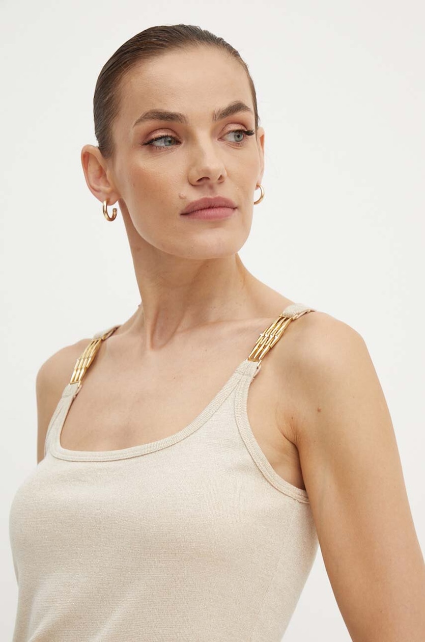 Morgan Canottiera Donna Con Spalline Gioiello - Top Nero Sottile - Taglia S - Elegante E Minimal