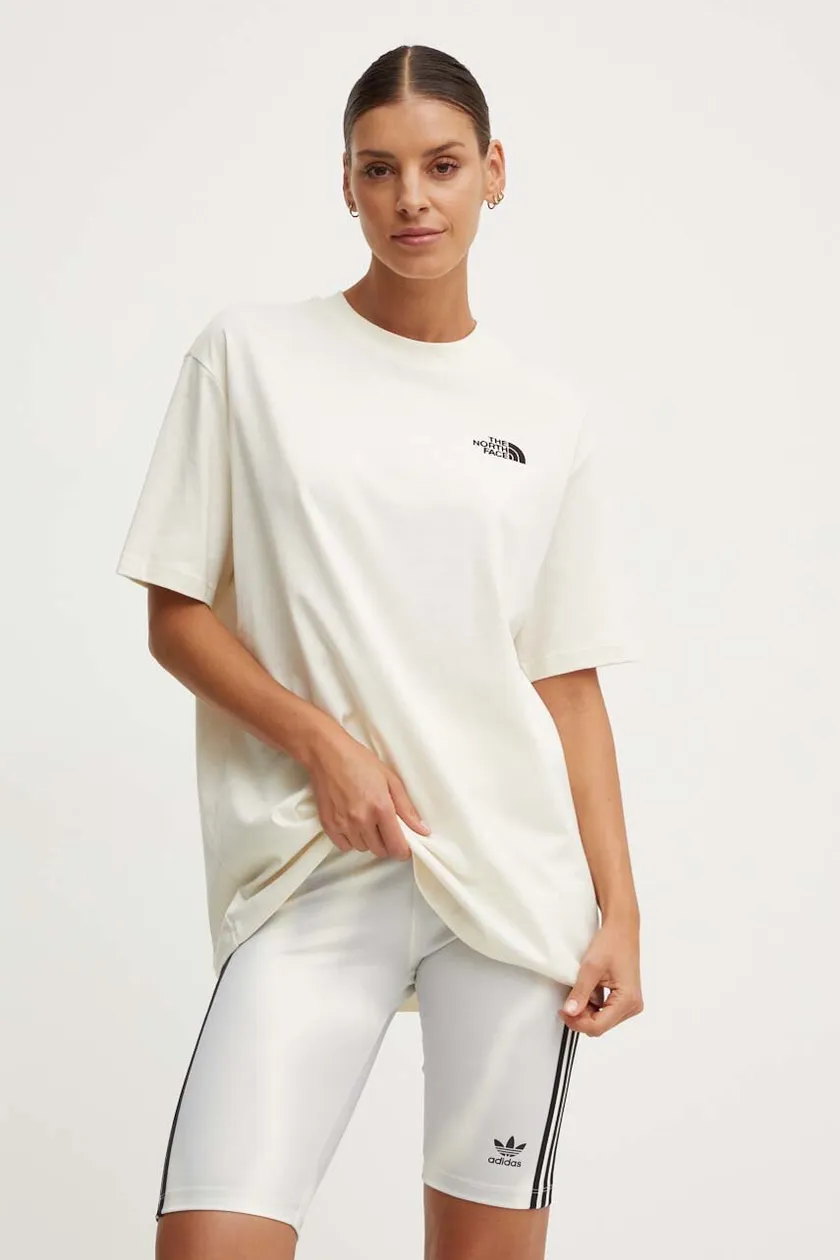 The North Face cotton t-shirt W S/S Essential Oversize Tee women's beige  color NF0A87NQQLI1