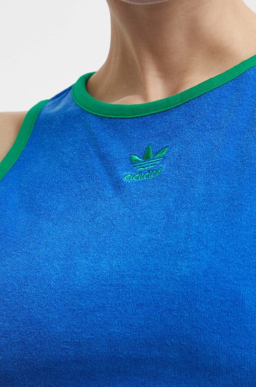 品多く adidas Originals top Terry Crop Tank damski kolor niebieski トップス