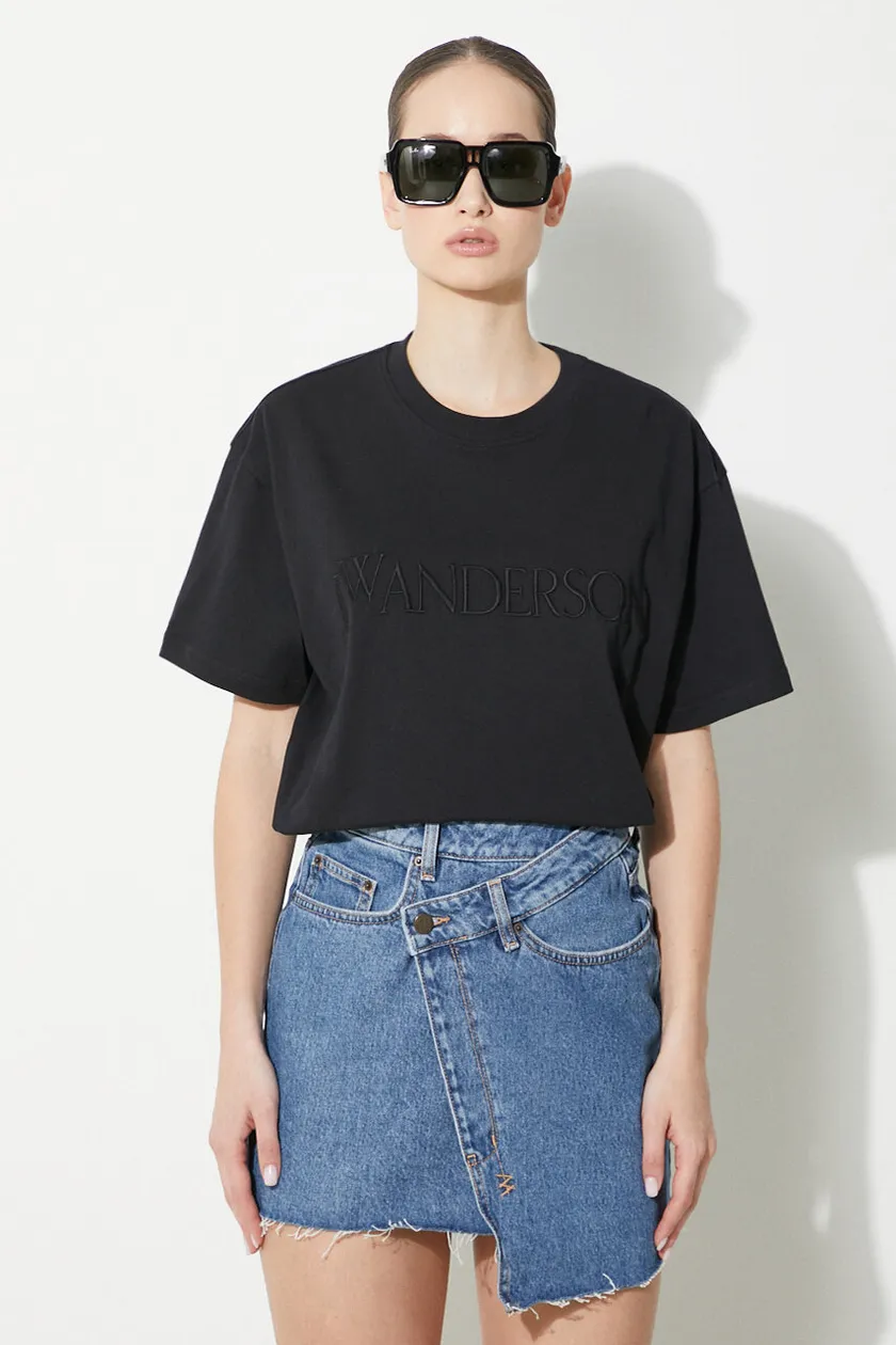 black JW Anderson cotton t-shirt Logo Embroidery T-Shirt Women’s