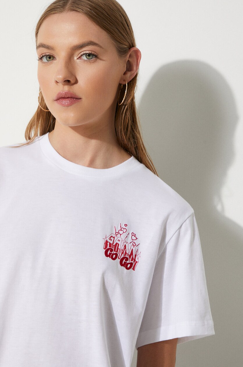 GANNI cotton t-shirt Thin Jersey GoGo Relaxed T-shirt PRM EU