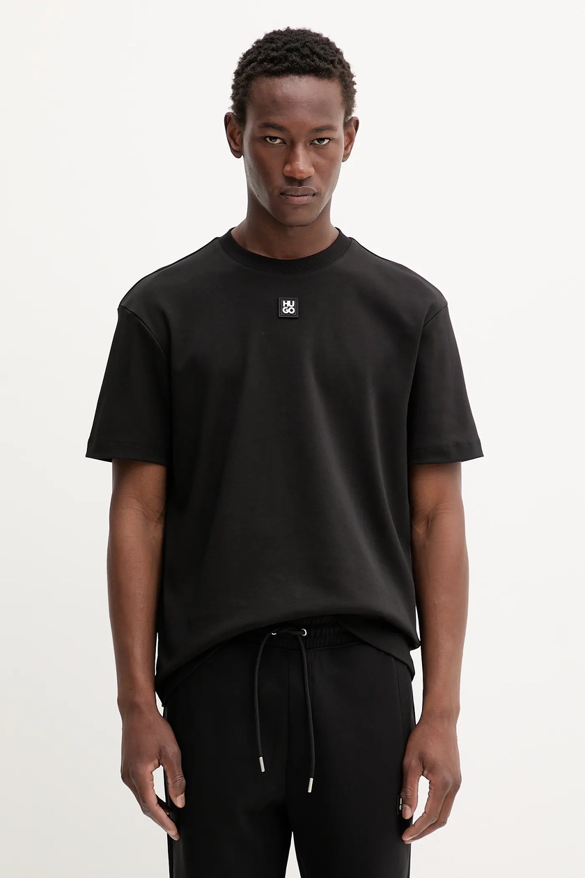HUGO t-shirt męski kolor czarny gładki 50480246 | Answear.com