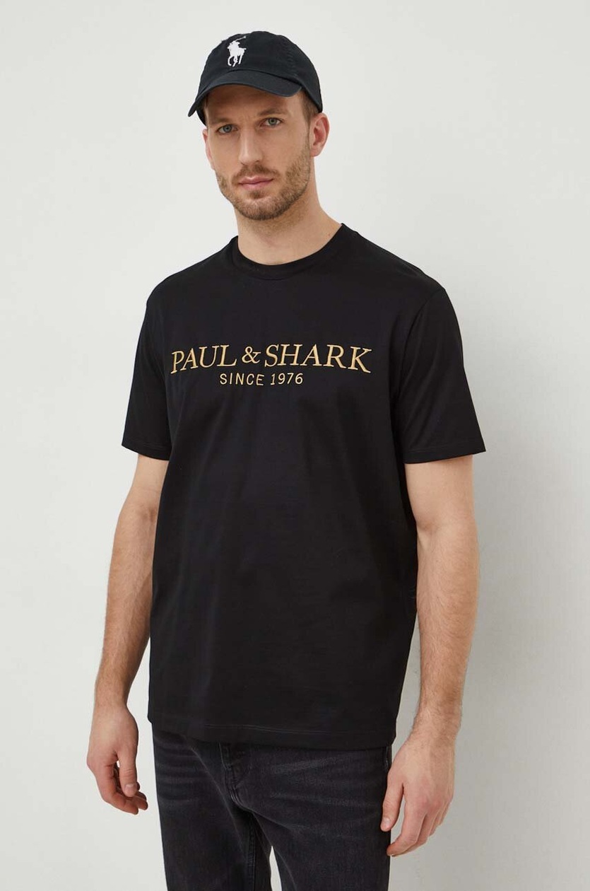 定率割引 往復 Paul&Shark t-shirt bawełniany męski kolor czarny z nadrukiem その他