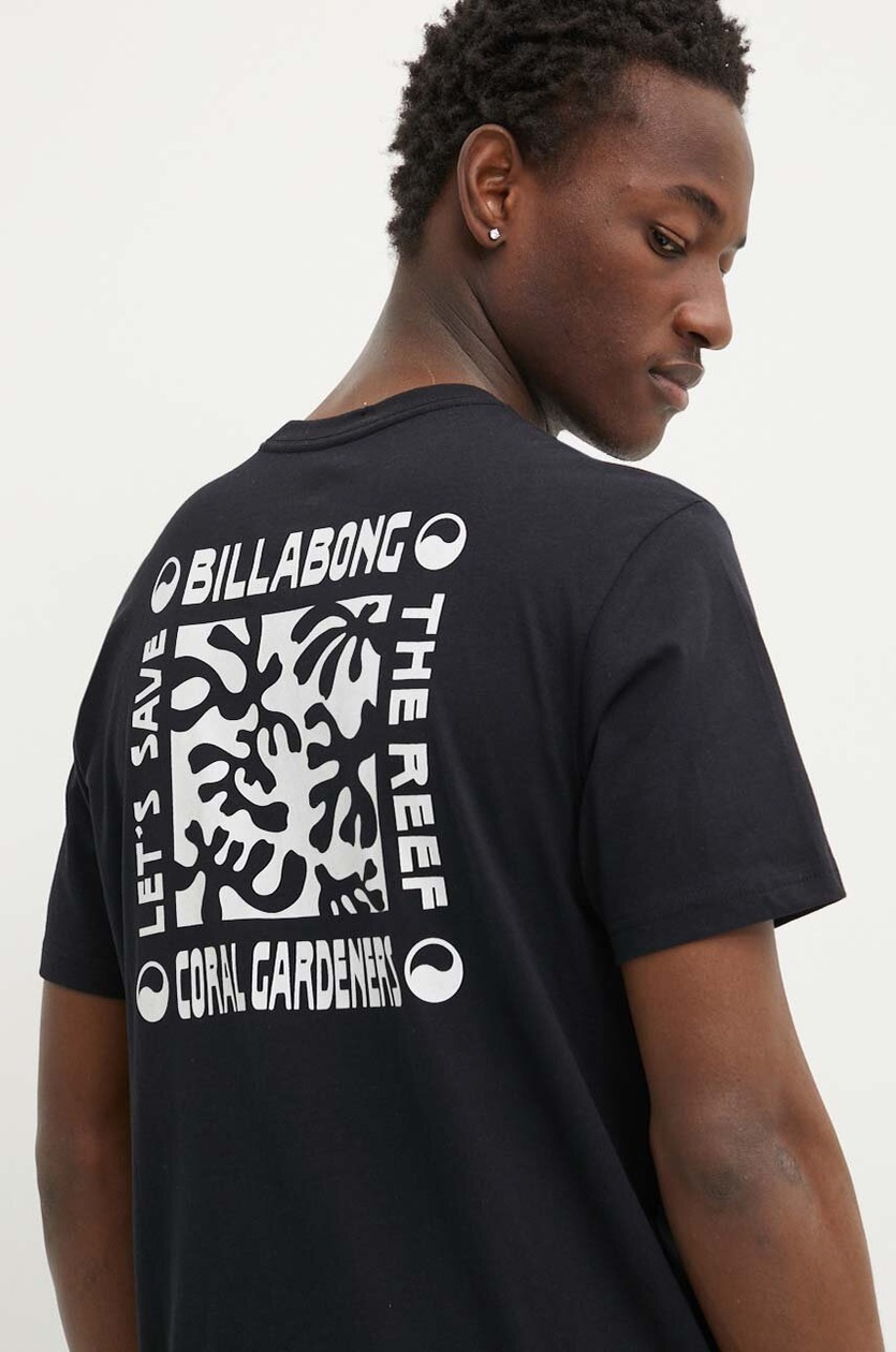 Billabong t-shirt bawełniany x Coral Gardeners męski kolor czarny