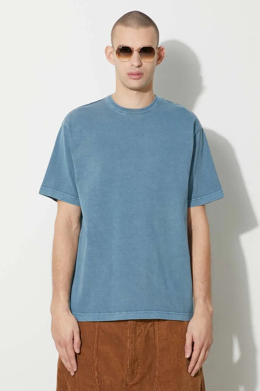 Men's plain hooded t-shirt - blue melange S1376