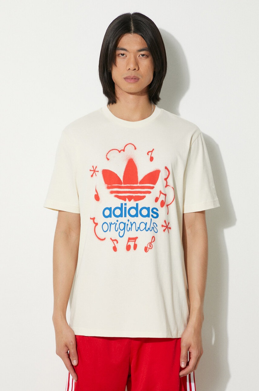 adidas Originals cotton t-shirt men's beige color with a