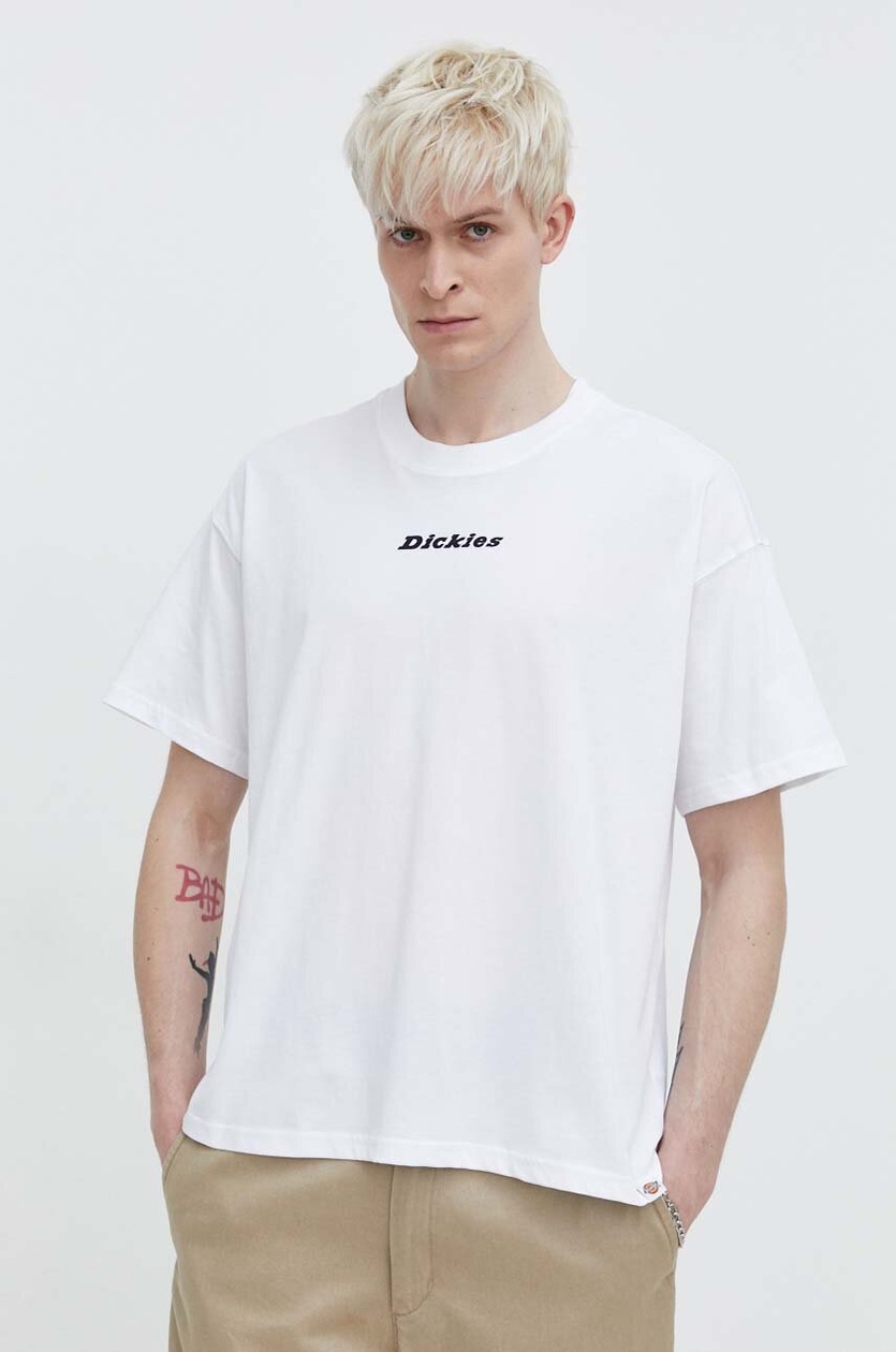 Tシャツ・カットソー DICKIES Men T-shirt White DK0A4XDB WHX1 Dickies T-shirt męski kolor biały gładki DK0A4XDBWHX-WHITE