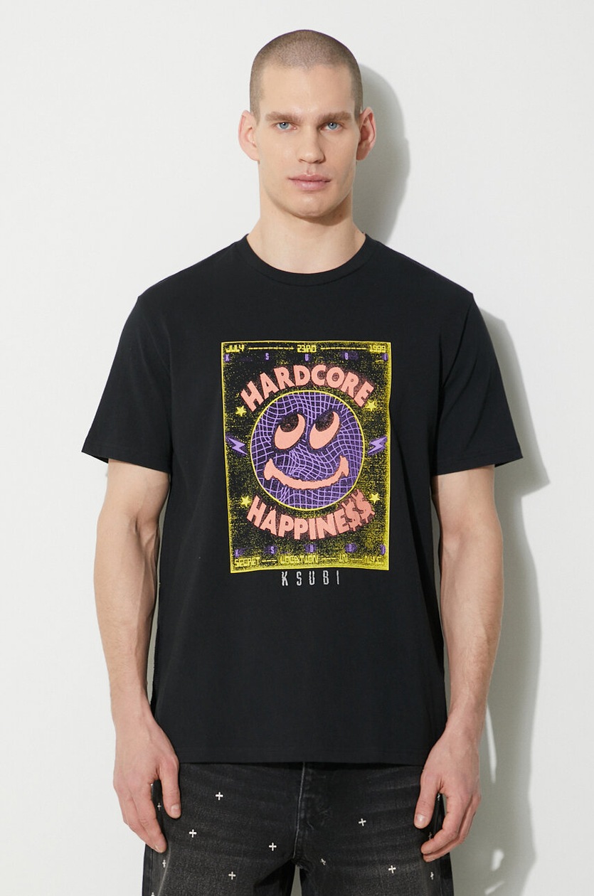 KSUBI cotton t-shirt hardcore kash ss tee men's black color